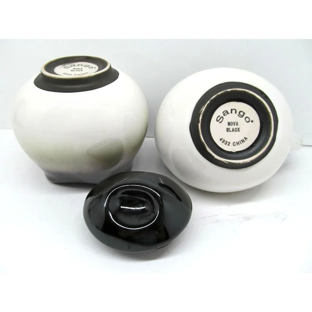 Sango Nova Black Lidded Sugar Dish & Creamer  Set